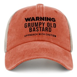 Philysonic Dad Hat Warning Grumpys Old Bastards Approachs Hat Trucker Hat Men Trendy Mesh Cap for Summer Saffron
