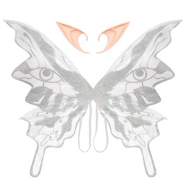 Fairy Wings for Adults Women, Fairy Costume Accessories Set for Cosplay-Silver