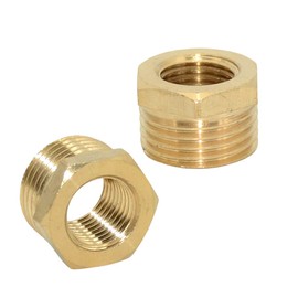 Megairon 2pcs 1/4" NPT Male To 1/2" NPT Female Brass Reducer Thread Hex Bushing Brass Threaded Pipe Fitting,Hex Reducing Convert Adapter Pipe Fitting (1/4"*1/2")