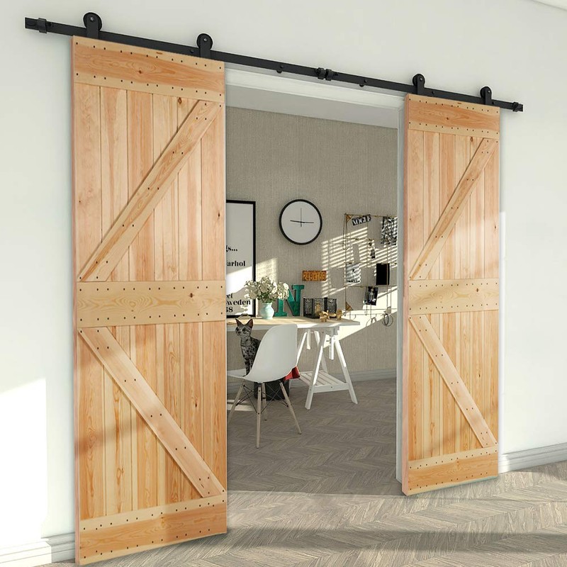 CCJH 6.6FT Sliding Barn Door Hardware Kit, Heavy Duty, Smoothly