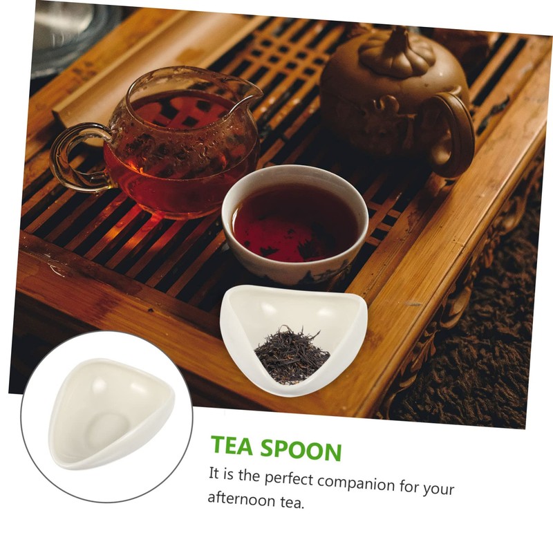GRIRIW 2pcs Ceramic Tea Scoop Set Ergonomic Tea Shovel Coffee