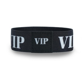 Ronglry 1PCS Party Wrist Bands for Event Bracelets VIP Wristbands Soft Elastic VIP Bracelet Wristbands Concert Wristband Admission Wristband for Wedding Club Bar Party Decorations Event Supplies-Black