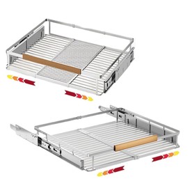 taiheis 2 Pack Expandable Pull Out Cabinet Organizer，Side Mounting 23.2~39.99"x22.5"Cabinet Pull Out Shelves, Expandable Slide Out Spice Rack for Kitchen Bathroom Office