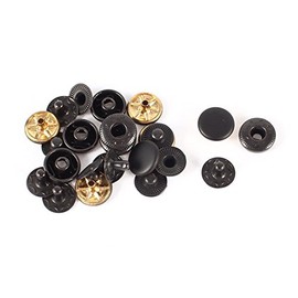 sourcing map Snap Fastener Poppers Sewing Press Studs Buttons 10mm 6 Sets Black