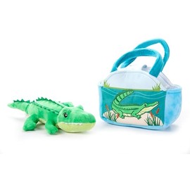 The Petting Zoo Alligator Stuffed Animal Plushie and Purse Set, Gifts for Kids, Wildlife Animal Toy, Green Alligator Plush Toy and Purse Pet Carrier