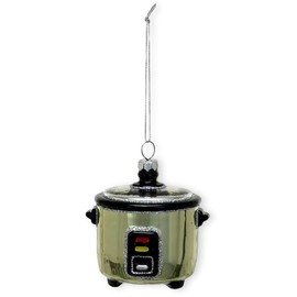 The Bridge Collection 3.25" Glittery Hand-Painted Glass Slow Cooker Ornament - Crock Kitchen Appliance Christmas Ornaments