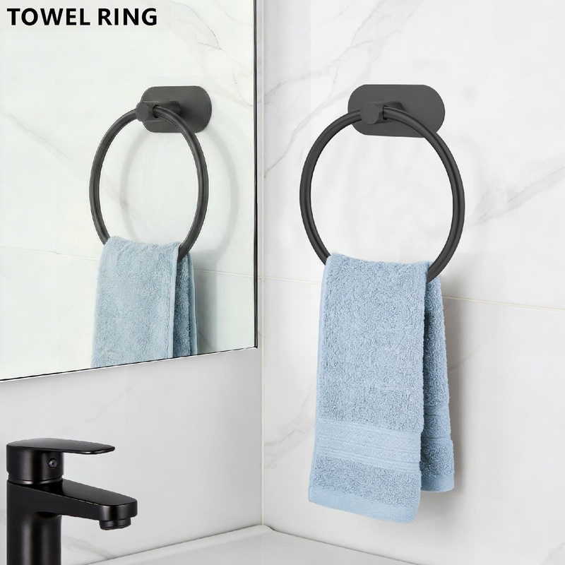Self-Adhesive Towel Ring, No Drill Stainless Steel Round Hand Towel