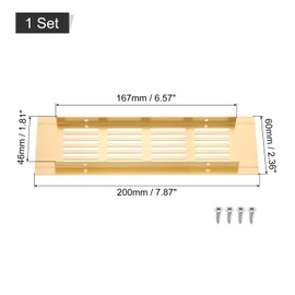 sourcing map Air Vents Cover, 1Pcs 200 x 60mm - Aluminum Alloy Mesh Air Return Vent Cover, Rectangle Louvered Ventilation Grille for Shoe Cabinet Wardrobe (Gold)