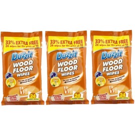 3 x 24 Pack Duzzit Wood Floor Wipes Suitable For Laminate And Wood Floors