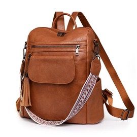 SUCIKORIO Leather Backpack Women's Small 2 in 1 Backpack Handbag Elegant Waterproof City Backpack Women's Mini Backpacks Modern Travel Backpack Backpack Handbags for Travel, Work, School, brown