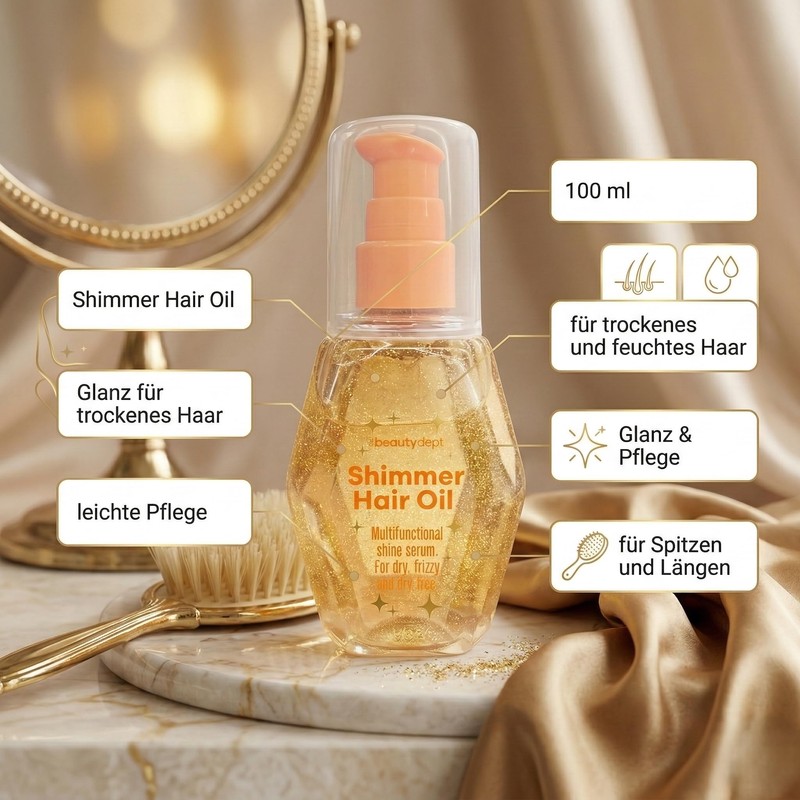 Shimmer Hair Oil, siero per capelli secchi e crespi, 100