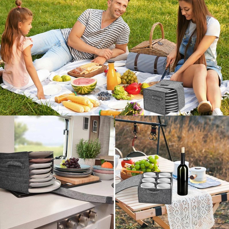 Polegas 2pcs Plate Cup Storage Box, Caravan Plate and Cup