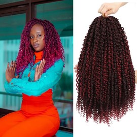 Goddess Passion Twist Crochet Hair 18Inch 8Packs Ombre Boho Passion Twist Hair Pre-twisted Crochet Passion Twist Hair Prelooped Boho Crochet Hair for Black Women (8 Packs, #1B/BUG,18inch)