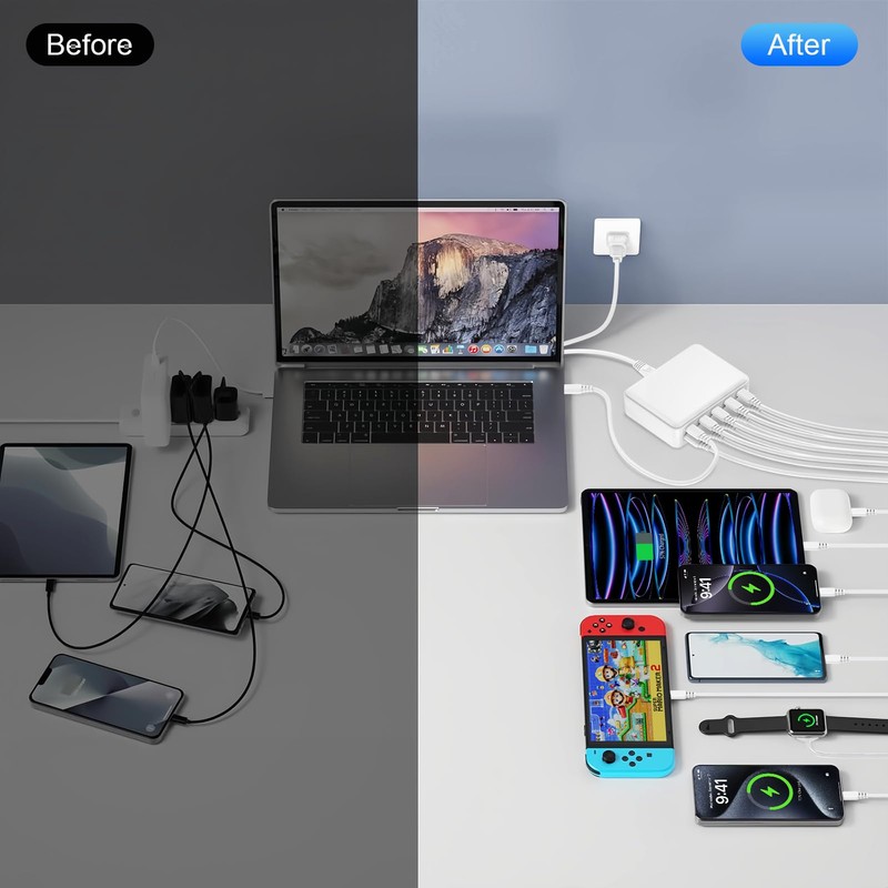 iP-JP 70W 10-Port USB Rapid Charger,White