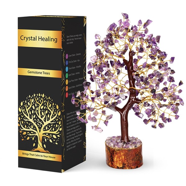 Amethyst Tree - Crystal Tree - Purple Crystal - Feng Shui Money Tree - Crystal Tree of Life - Crystal Bonsai Tree - Spiritual Gift - Crystal Decor - Chakra Tree for Positive Energy- Good Luck Charm