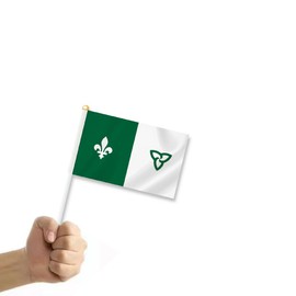 10 PCS Franco-Ontario Canada Handheld Flag, Franco-Ontarian Hand Held Decor,Ontarien Province Decoration Banner