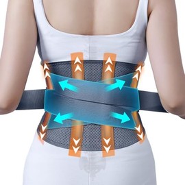 BigAlex Faja lumbar para hombres, cinturón de soporte para la espalda para mujeres, fácil de colocar, soporte lumbar con varillas de metal (cintura L