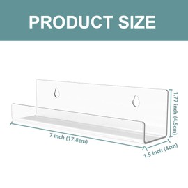 SubTack 4-Pack Acrylic Vinyl Record Shelves - Clear Wall-Mounted Album Record Holder Floating Vinyl Display Shelf with Accessories for Living Room Bedroom Office