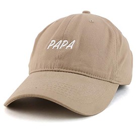 Trendy Apparel Shop Papa Embroidered Soft Crown 100% Brushed Cotton Cap - Khaki