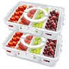 LAZYESTHER Divided Serving Tray with Lid and Handle Portable Snackle