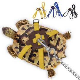 CQJ Pet Tortoise Turtle Leather Harness Small Pet Turtle Leash and Harness Pet Tortoise Leash Suitable for Tortoise Supplies Adjustable Control Leash (Yellow, M)