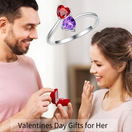 Iefil March October Birthstone Rings, Aquamarine & Sapphire Birthstone Jewelry, Anniversary Wife Gifts, Anniversary Women Gifts, Birthstone Rings, Rings Gifts for Wife Women