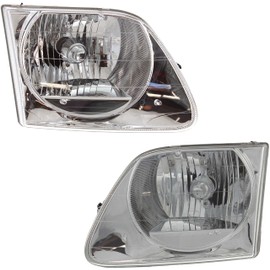 Garage-Pro Driver and Passenger Side Headlight for Ford F-150 1997-2003 Halogen With bulb(s) Built From July 1996, Lightning Style Replaces# 3L3Z13008FA 3L3Z13008EA