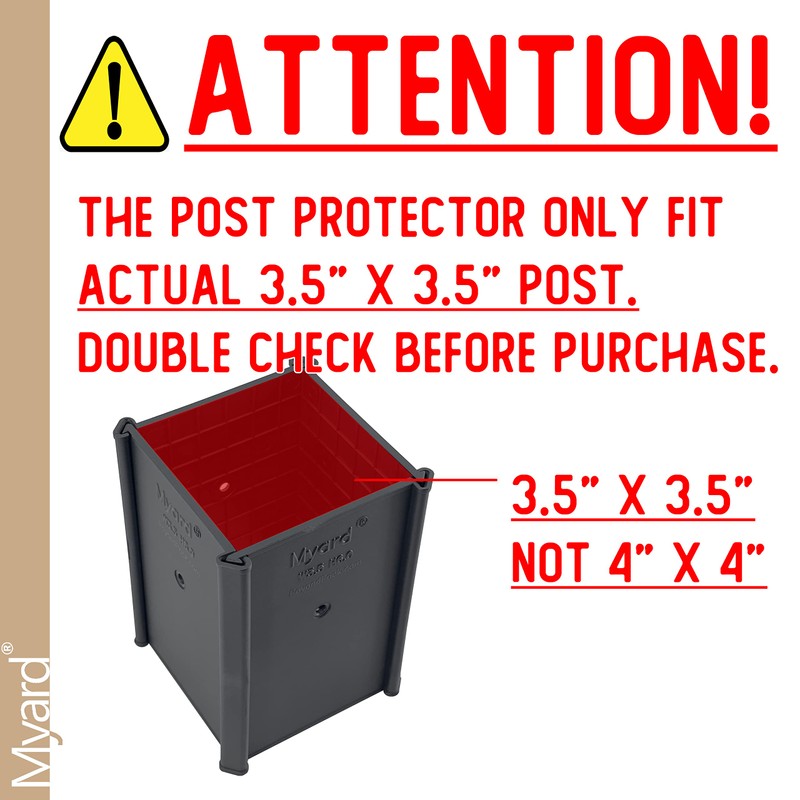 Myard PS446-B 4x4x6 Inches Post Protector with Screws, Inner Size