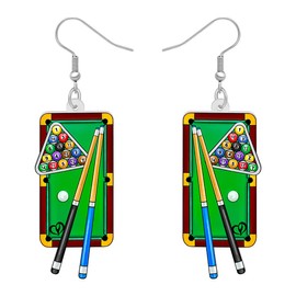 BONSNY Novelty Floral Acrylic Dangle Physical Culture Sports Billiard Earrings for Women Girls Jewellry Gifts Funny Sensitive Ears Hypoallergenic Charms (Billiard)
