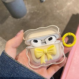 Jiarusig Compatible with Airpods 3rd Generation Case with Cleaning Kit, Cute 3D Pink Bow Soft Shockproof Airpod 3 Protective Case Cover Women Girl with Keychain Compatible with AirPods 3 gen 2021