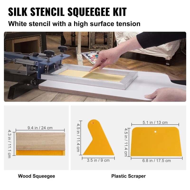 Screen Printing Kit with 2 Aluminum Silk Screen Printing Frames