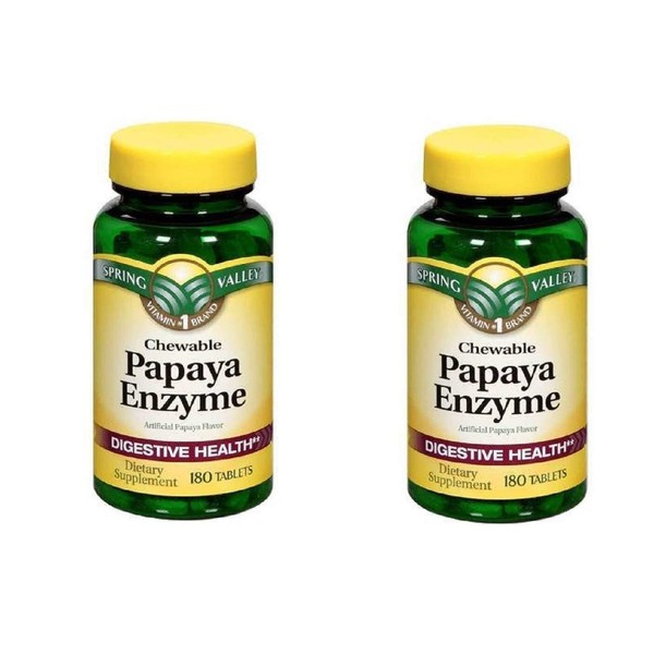 Spring Valley Papaya Enzyme 180 Chewable Tablets (2 Pack)