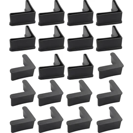 AUXBC 20PCS L Shaped Black Furniture Foot Caps 50mm x 50mm Rubber Caps Angle Iron End Caps, Furniture Angle Pads Bed Steel Frame Racks Shelves Rubber Feet Covers