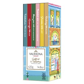 Valrhona Holiday Gift Box of 6 Chocolate Candy Bars – Perfect for Christmas Gifting, 14.8oz