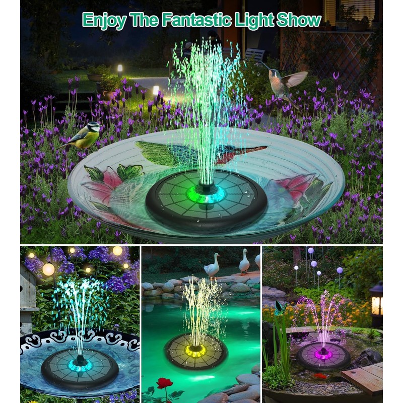 SZMP Powerful 5W Solar Powered Water Fountain for Bird Bath,