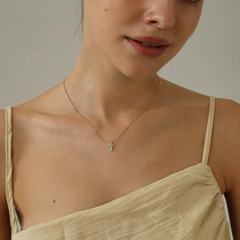 Ewrkbrㅤ Cute Cross Necklace for Women, Dainty Gold Necklace for Women 14k Gold Plated Small CZ Cross Necklace Simple Gold Cross Necklaces for Women Trendy Preppy Gold Jewelry for Women Gifts