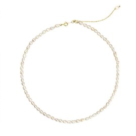 FRLUYNG Pearl Necklace 39 cm 4 mm Pearl Necklace with Tail Chain Delicate Small Necklace Freshwater Pearl Necklace White Handmade Vintage Necklace Jewellery for Women Girls