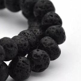 Unbranded Natural Lava Black Round Bead Strands 8 mm