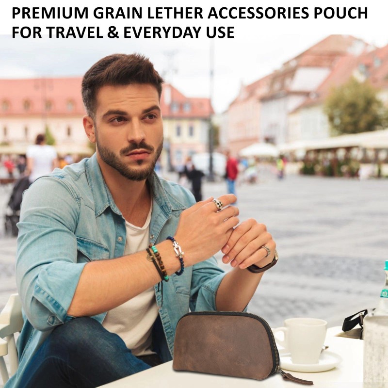 NUTUCH Leather Tech Pouch for Cables Chargers Phone | Tech