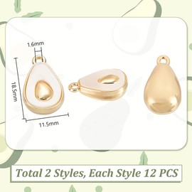AHANDMAKER 24 Pieces 2 Colours Fruit Charms Pendants Cute Pendant with Half Avocado for Earrings Key Chain Jewellery Making Platinum & Golden, Alloy Steel
