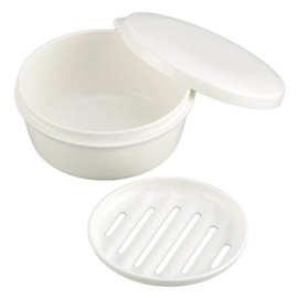 [LENITH] Travel Soap Dish Soap Case Holder Portable Clear Soap Container Box Bathroom/Gym Shower/Outdoor Camping (Round White)