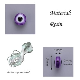 200pcs Evil Eye Beads Purple Lampwork Beads Charms for DIY Crafts Amulet Decoration Jewelry Making Rings Necklaces Bracelets Anklets(Purple)
