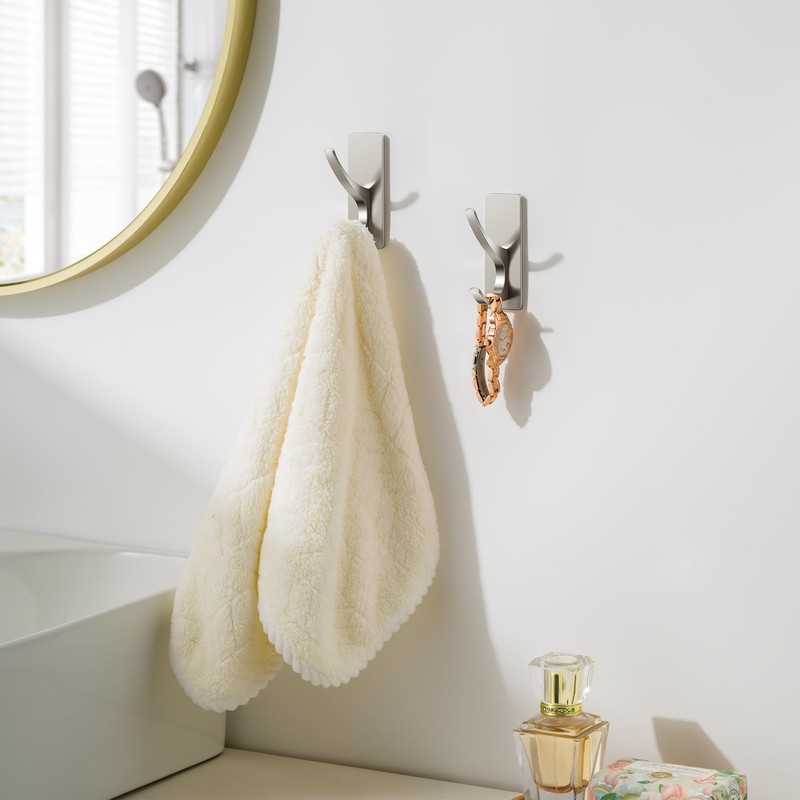Josmimic Self Adhesive Towel Hooks: Extra Strong 13LB, Stainless Hook