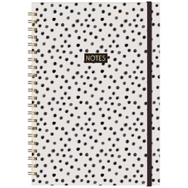 White & Black Polka Dots A4 Undated Notes Planner Wiro Bound 160 Pages Ruled Organiser