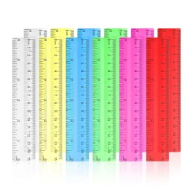 Pack of 12 Rulers 15 cm, Ruler Small, Plastic Ruler, Small Ruler, Children's Ruler, Ruler Set, Small Ruler Primary School, School Supplies, Reading Ruler (Colour)