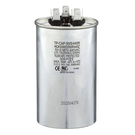 TRADEPRO (TP-CAP-50/5/440R) 50+5 MFD (Microfarads) 440 Volt Round Dual Run Capacitor | 60,000 Hour Operating Life, Aluminum Composition, -40°F to 158°F (-40°C to 70°C) Temperature Range