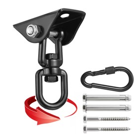 Tmflexe 360° Swivel Swing Hangers Heavy Duty Swing Hooks Suspension Hooks 304 Stianless Steel 1000LB Capacity with 4 Screw for Playground Porch Yoga Seat Hammock Chair Sandbag Swing Sets (Black)