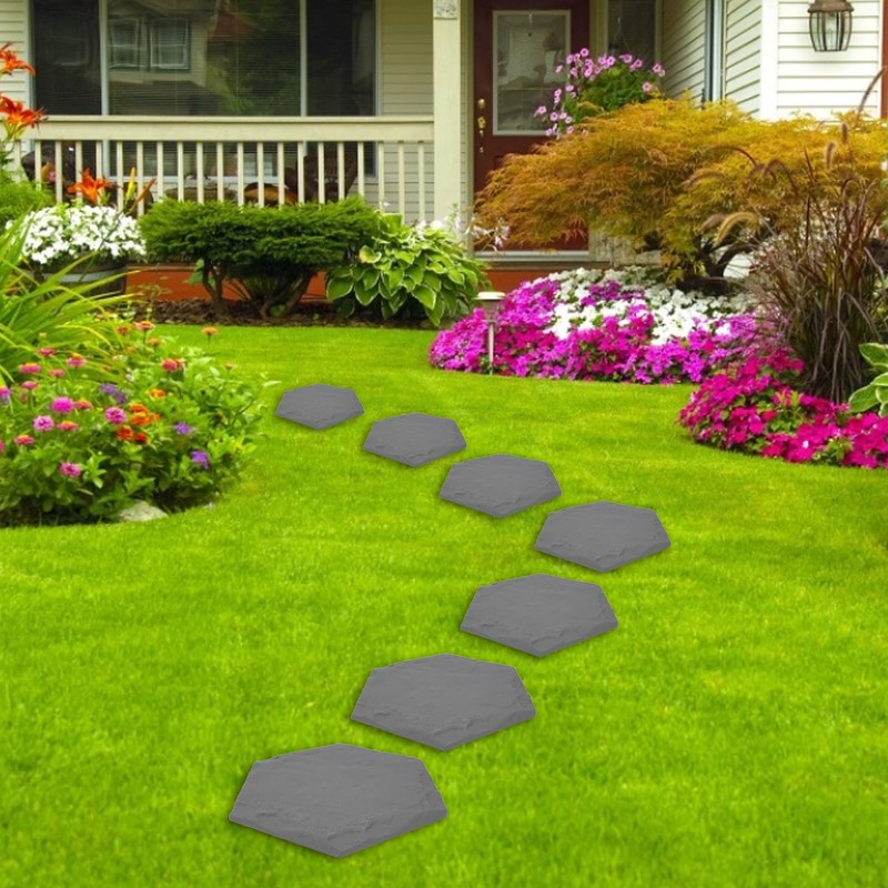 4Pcs Large Stepping Stones,Outdoor Stepping Stones with 24pcs Ground Stakes,Outside