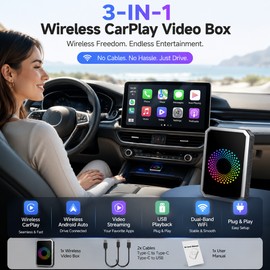 Wireless CarPlay Adapter for In-Car Entertainment – 3-in-1 Android Auto Video Box for Compatible Touchscreen Vehicles