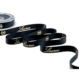 Furlanis - Nastro Doppio Raso Stampa Laurea Oro Su Nero, Tessuto Italiano - 16 mm x 10 m